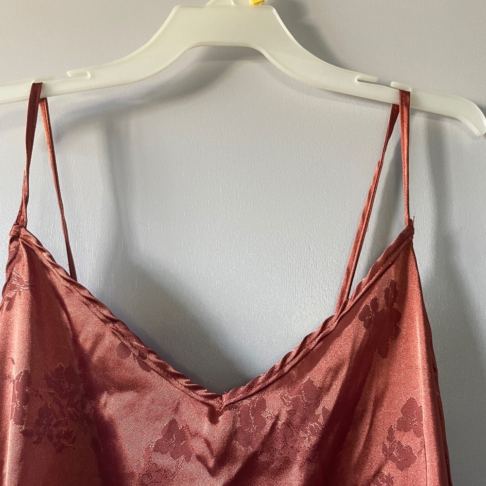 Jacquard Satin Slip Dress in Dusty rose